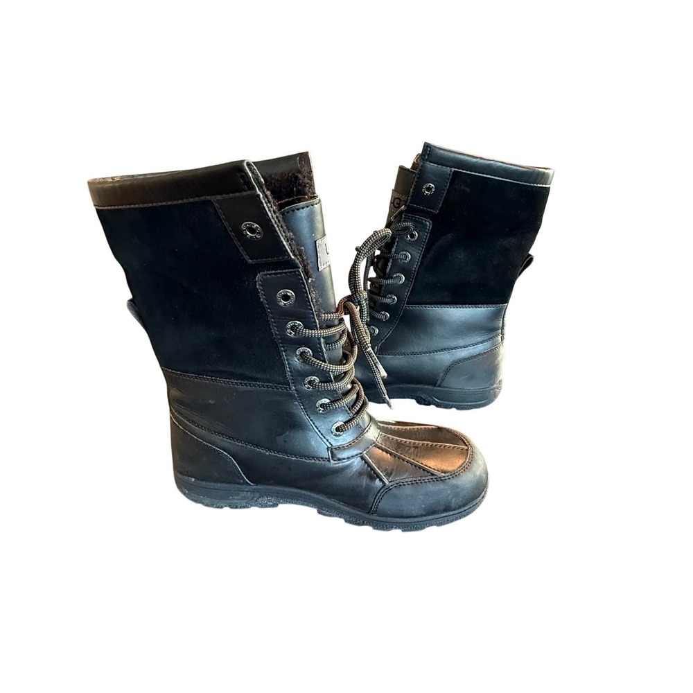 UGG‎ Butte II Waterproof Snow Boots Black Sheepskin Men's 6 Women's 7 Winter